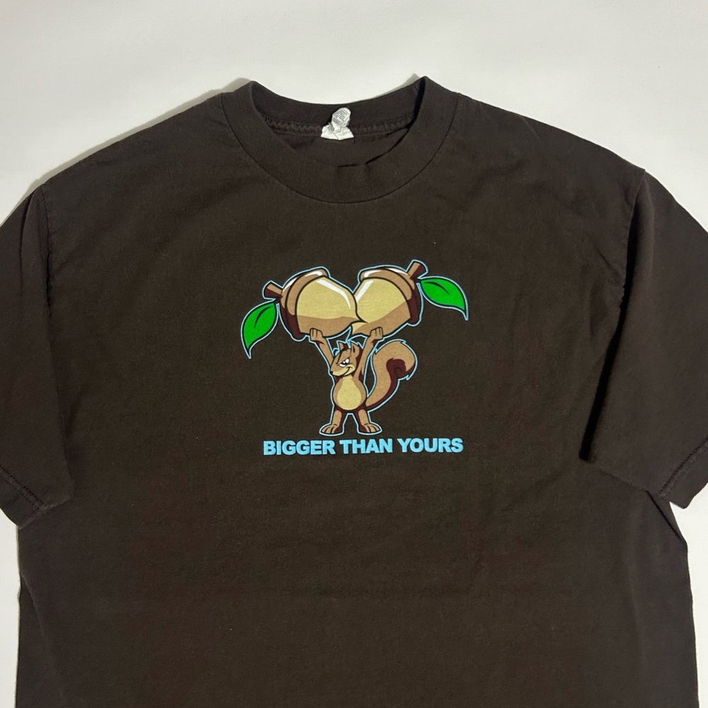 Vintage 90s Funny Graphic Squirrel “Bigger Than Yours” Tee/ Shirt